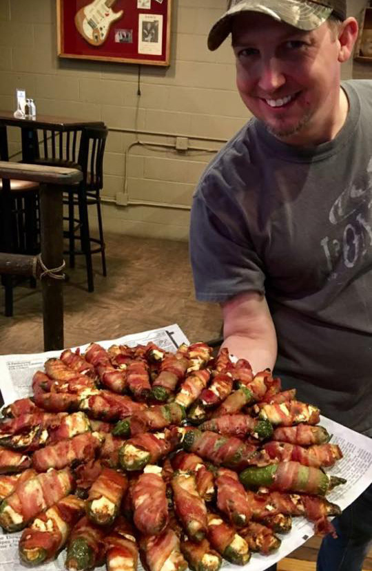 Serving up a platter of jalapeno poppers